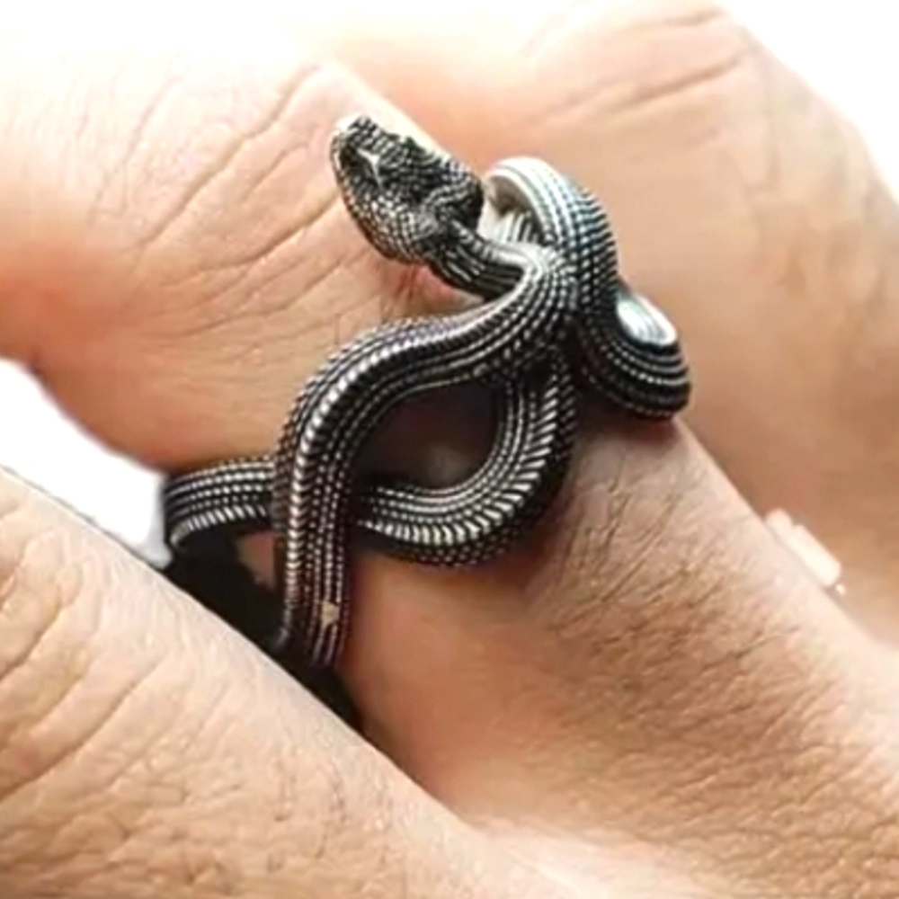 Python Ring - Black Punk Style Three-dimensional Snake Ring